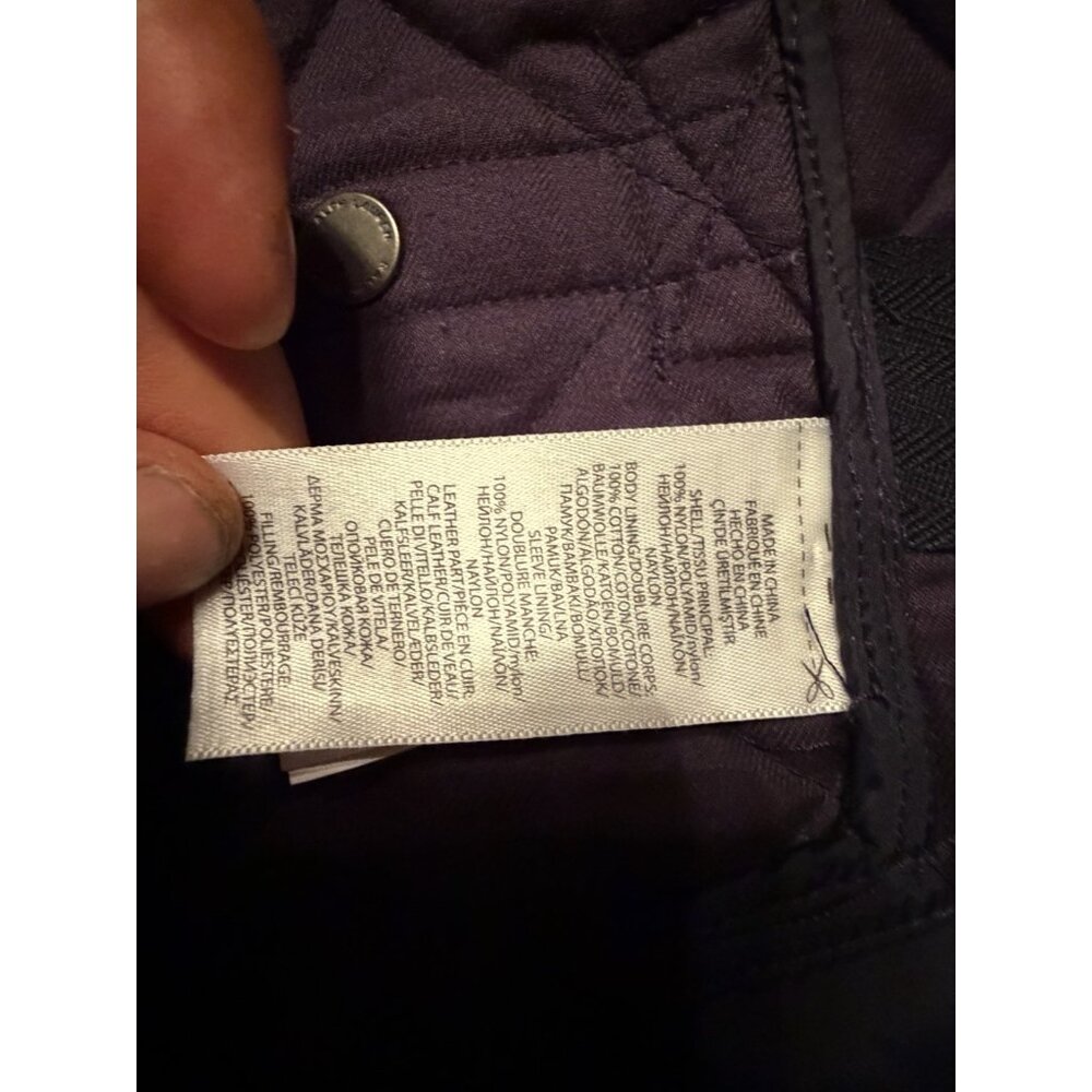 Polo Ralph Lauren Quilted Field Jacket Navy Mens M Leather Trim 44” Chest - Picture 10 of 13